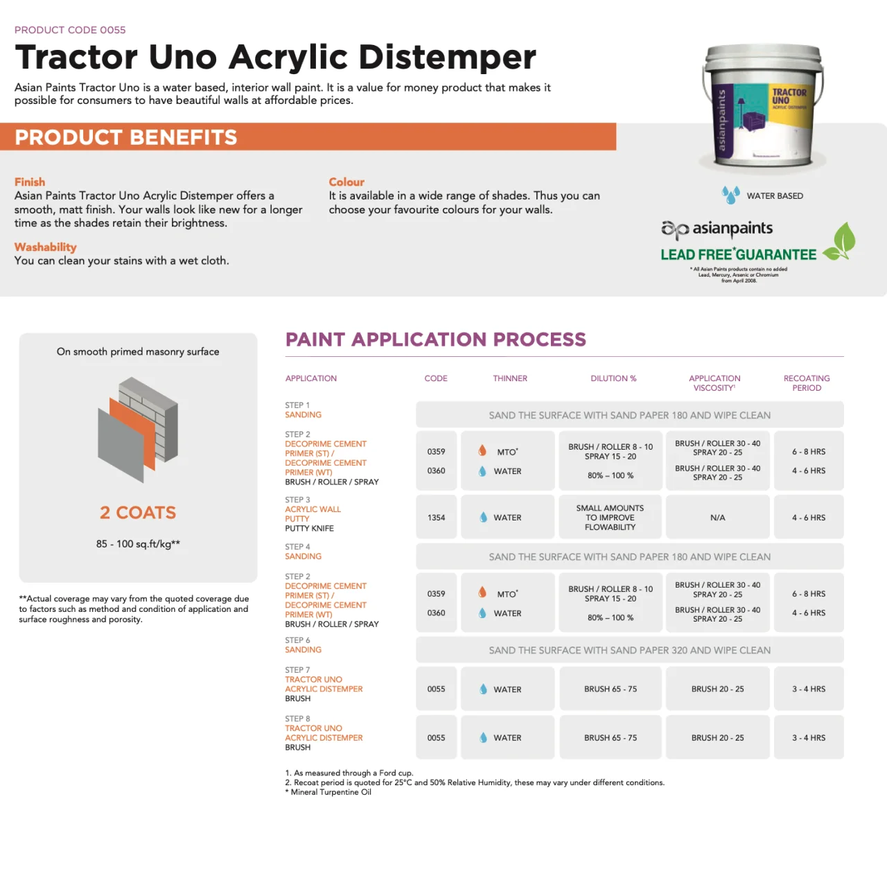 Asian Paints Tractor Uno Acrylic Distemper - Washable Interior Paint - Image 4