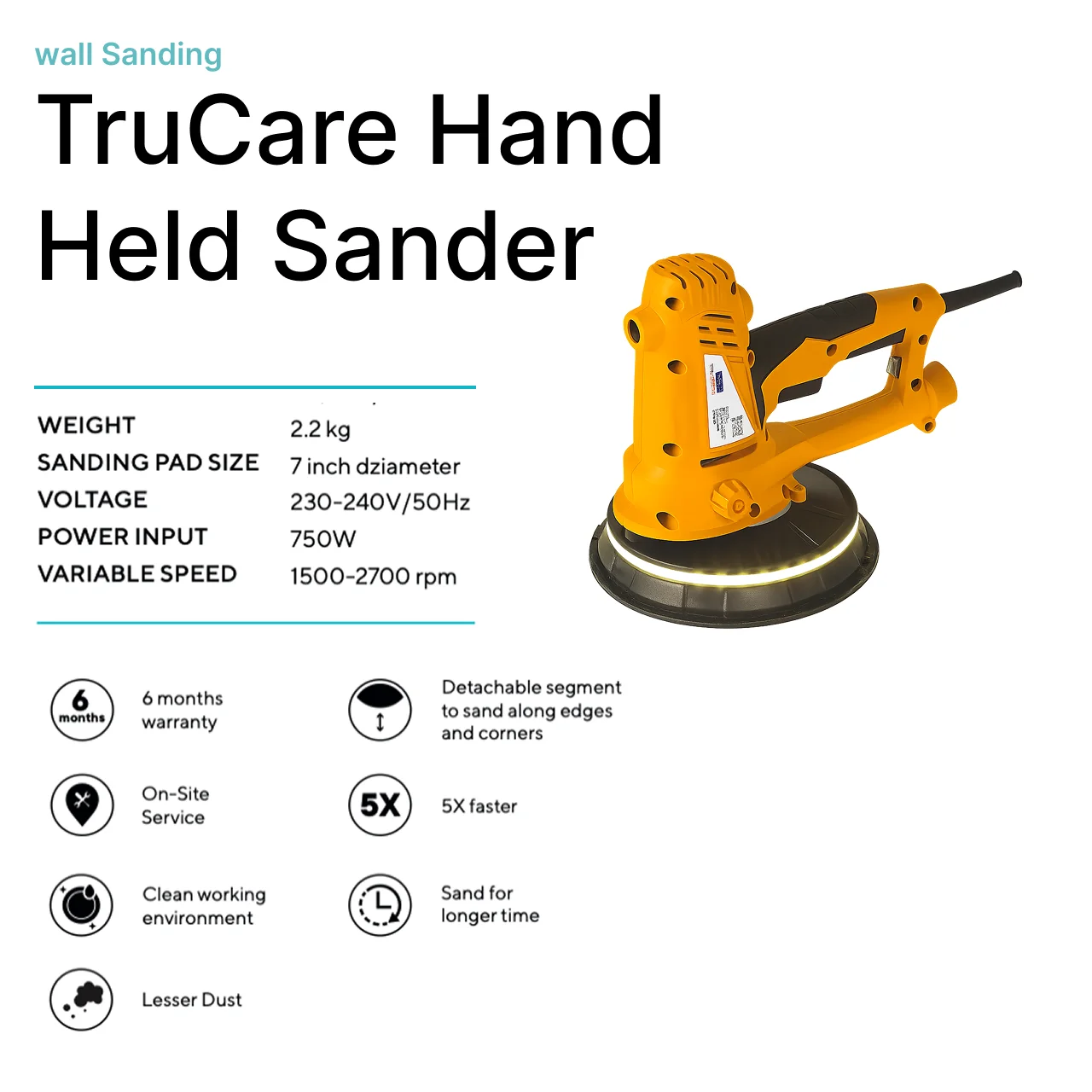 Asian Paints TruCare Corded Wall Sander (H-01) - Electric Handheld Sander - Image 3