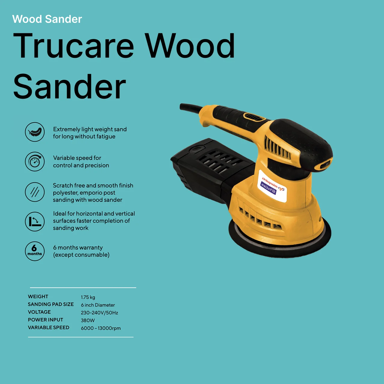 Asian Paints TruCare Wood Sander W-01 - Electric Random Orbital Sander - Image 3