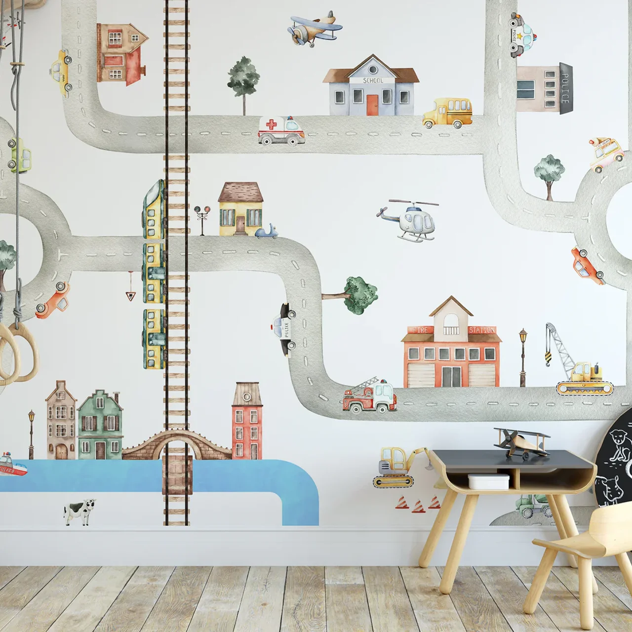 City of Vehicles Wallpaper for Kids Room - Image 3