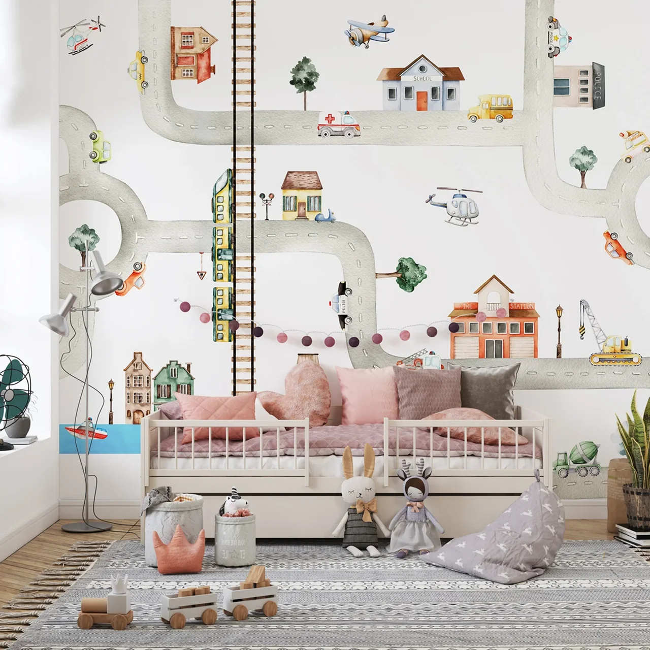 City of Vehicles Wallpaper for Kids Room - Image 4