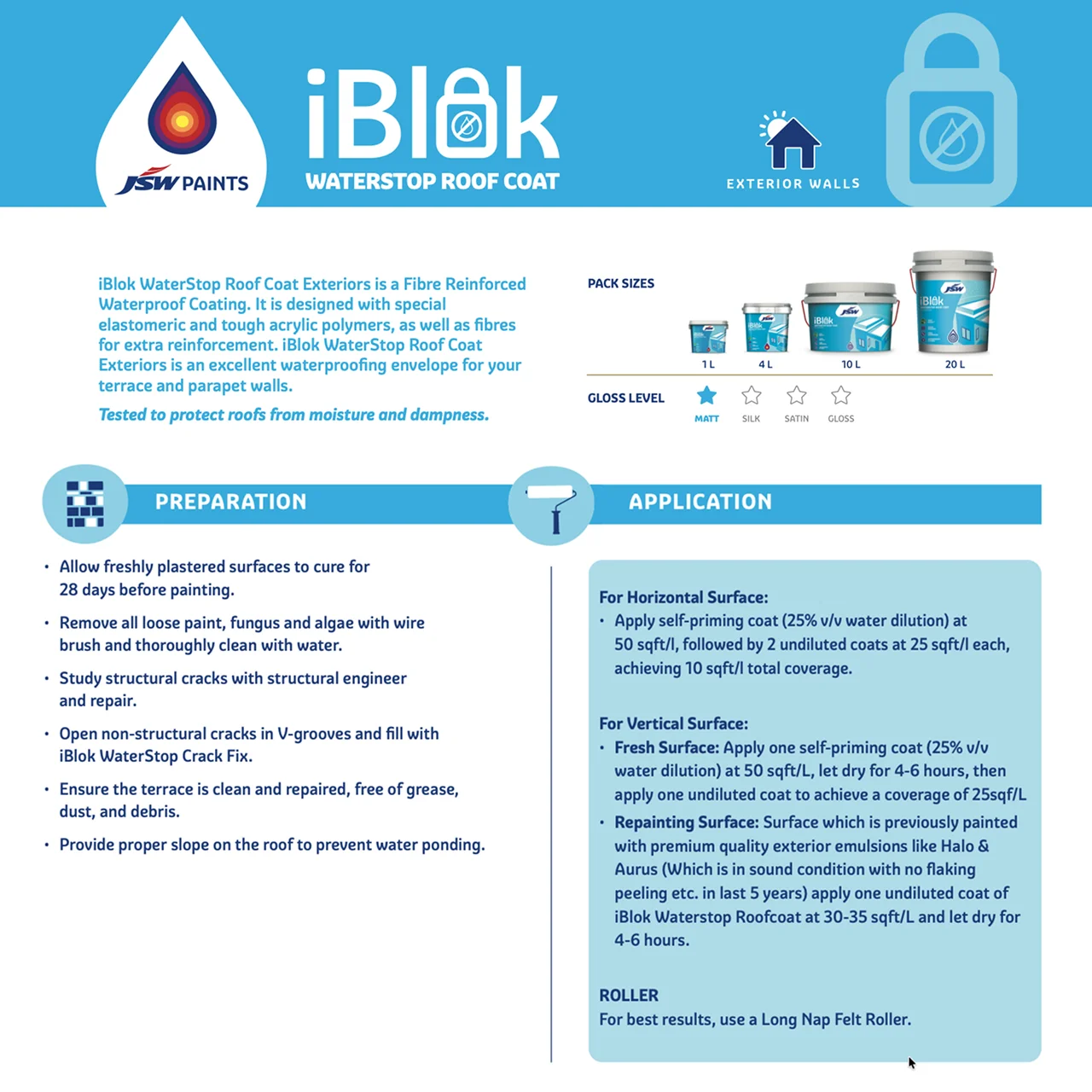 JSW iBlok WaterStop Roof Coat - Exterior (Heat Reflective Waterproofing) - Image 3