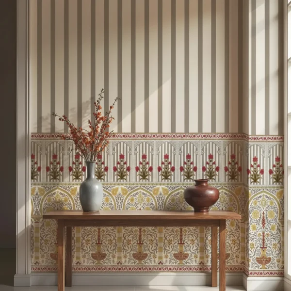 Kusum Yellow Jharokha Wallpaper - Indian Heritage Design