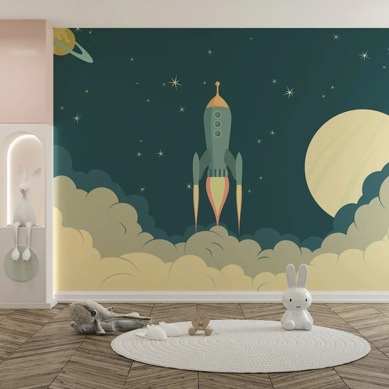 Launch Rocket Kids Cartoon Wallpaper For Kids Room - Image 4