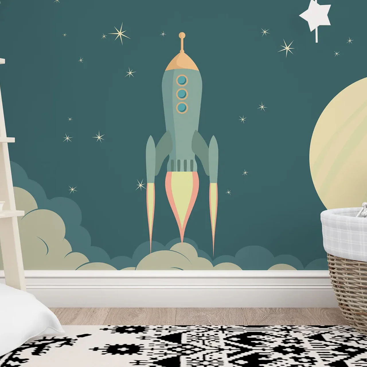 Launch Rocket Kids Cartoon Wallpaper For Kids Room - Image 2