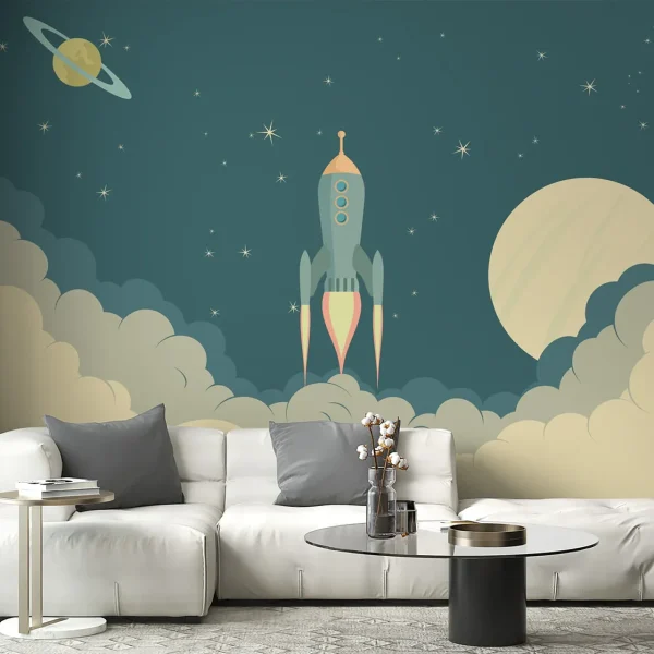Launch Rocket Kids Cartoon Wallpaper For Kids Room