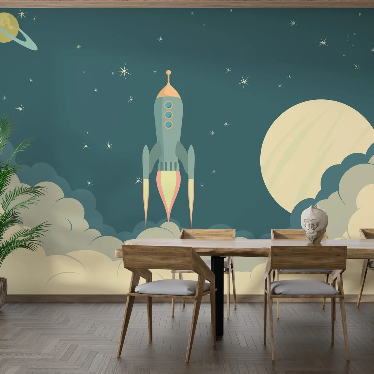 Launch Rocket Kids Cartoon Wallpaper For Kids Room - Image 3
