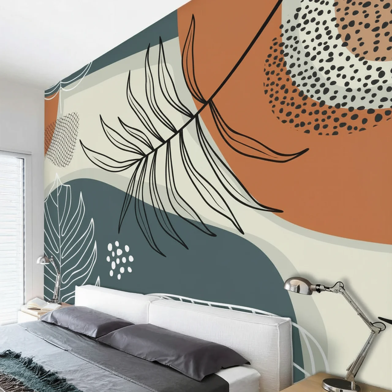 Leaflet Abstract Pattern Wallpaper for Room - Modern Nature Art - Image 4