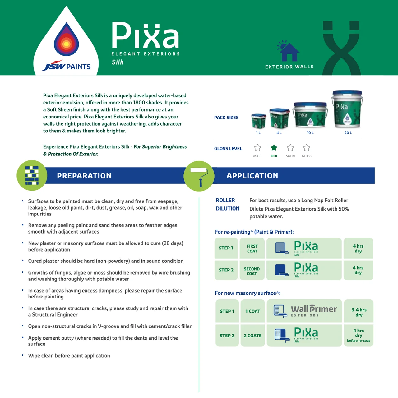 JSW Pixa Silk Exterior Paint - Premium Sheen Emulsion - Image 3