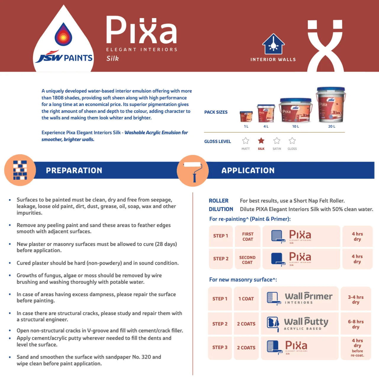 JSW Pixa Silk Interior Paint- Bright Sheen Emulsion - Image 3
