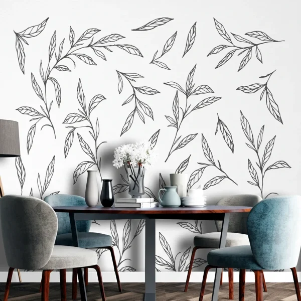 Mini Leaves Art Mural Wallpaper- Wall Mural (Eco-Friendly Botanical Design)
