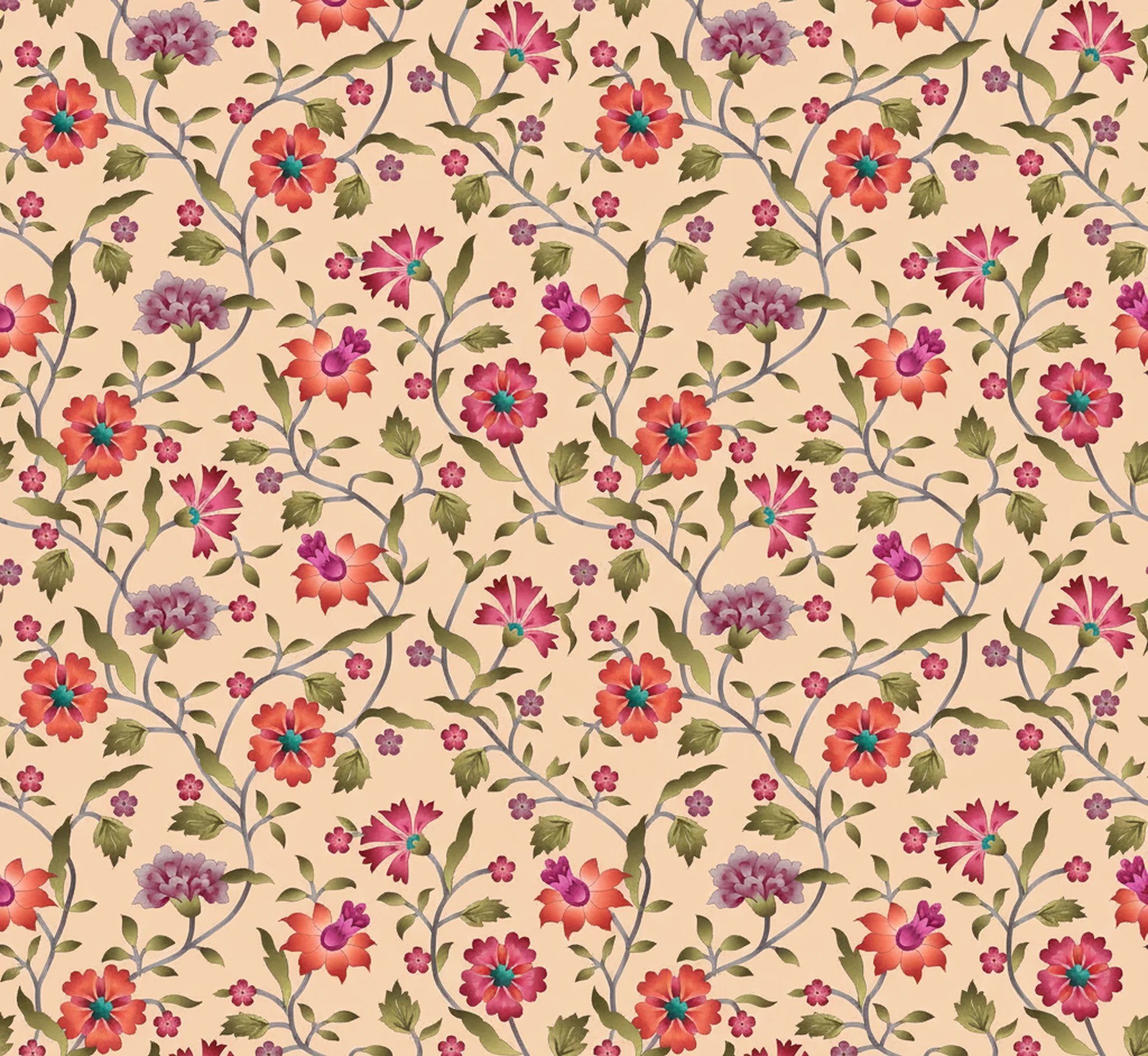 Mughal Motif Flower Pattern Wallpaper - Royal Indian Heritage Art - Image 3