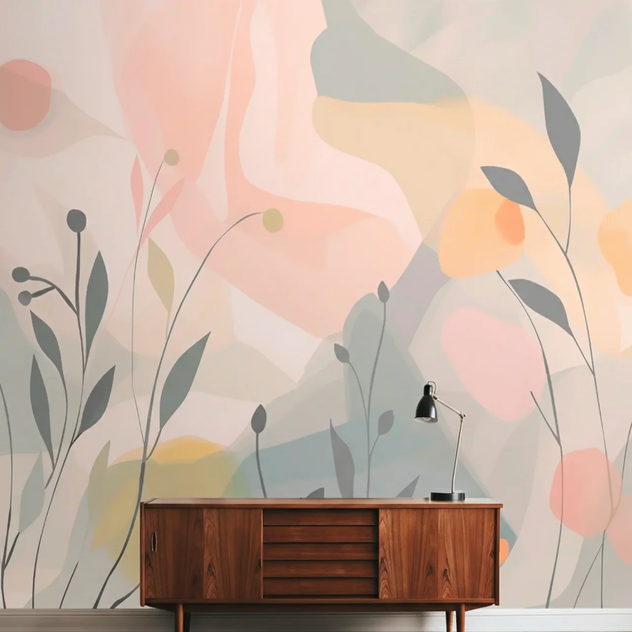 Pastel Paradise Abstract Pattern Wallpaper for Room Pink | Green - Image 2