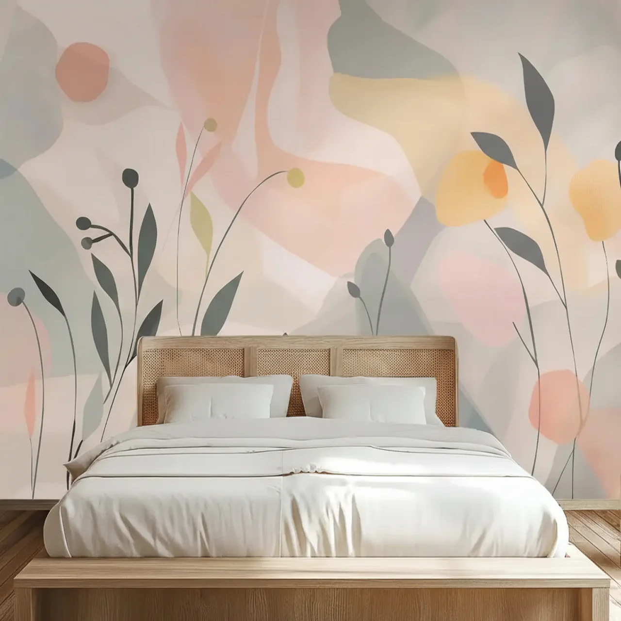 Pastel Paradise Abstract Pattern Wallpaper for Room Pink | Green