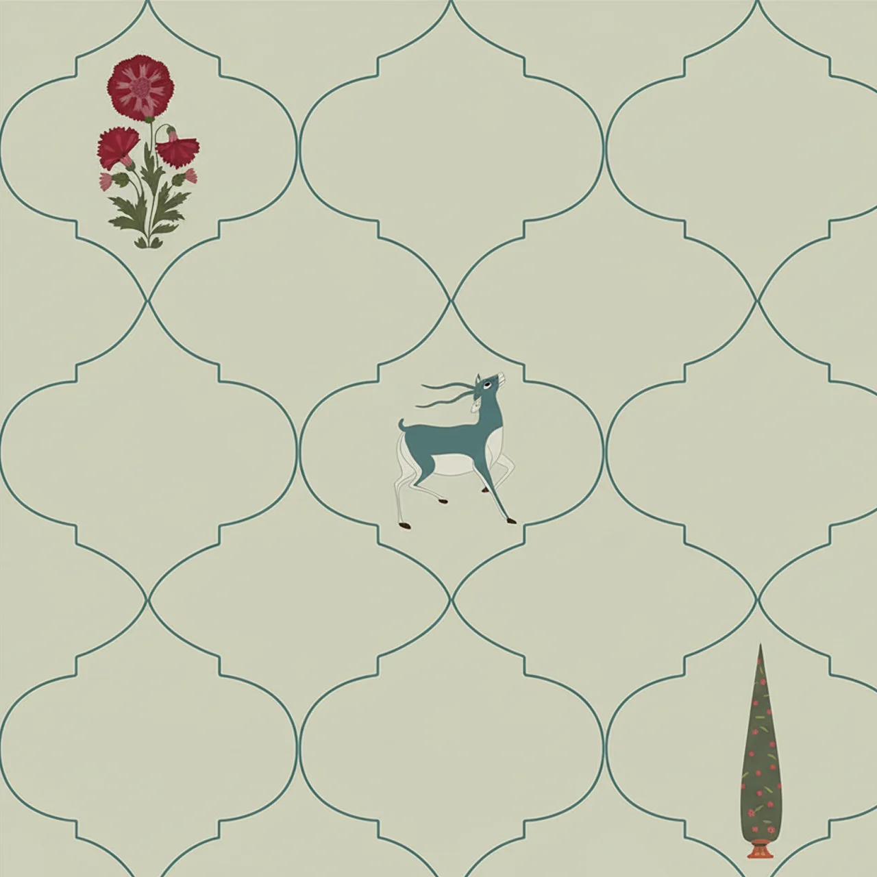 Enchanted Meadow Trellis Wallpaper - Botanical Garden Wall Decor - Image 3