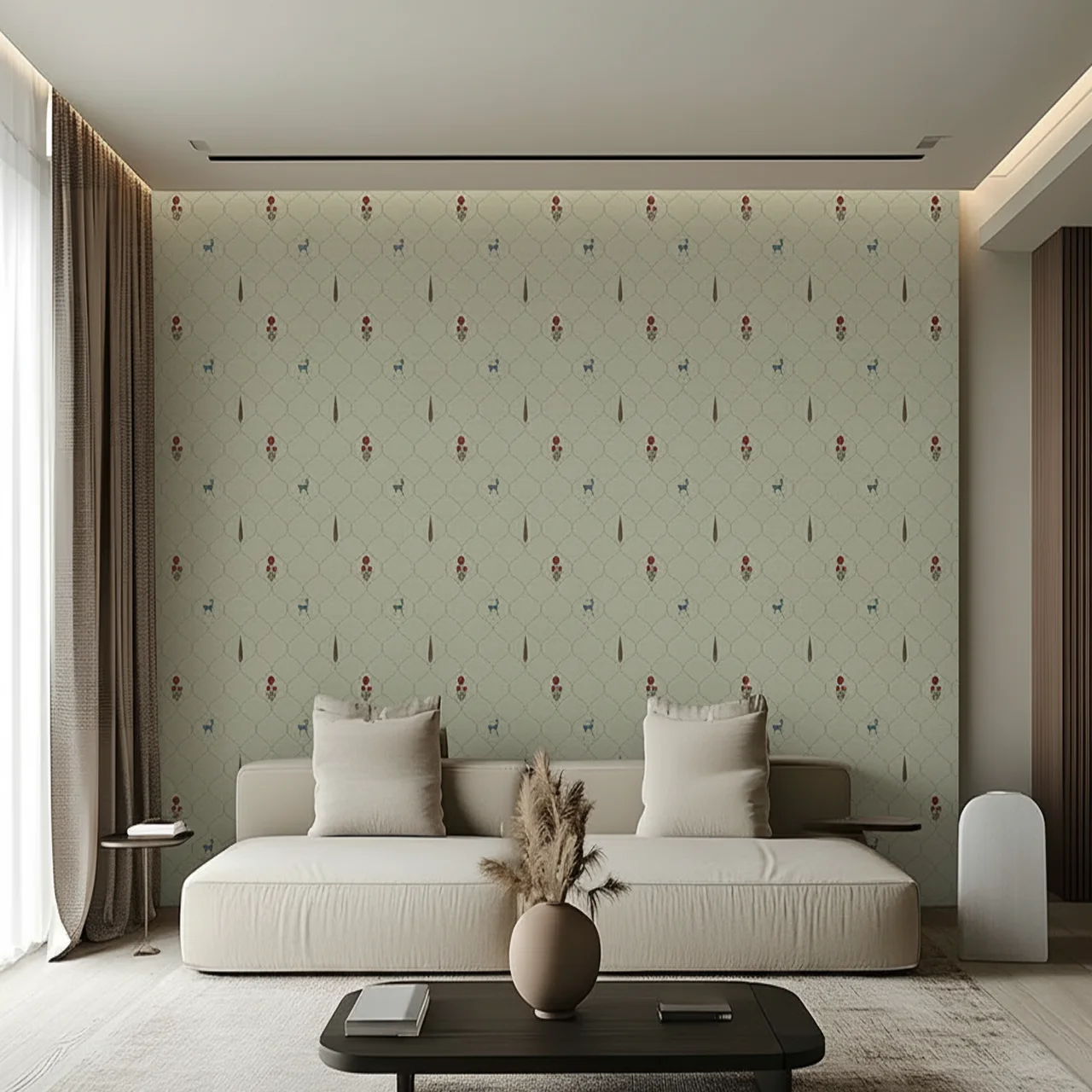 Enchanted Meadow Trellis Wallpaper - Botanical Garden Wall Decor - Image 2