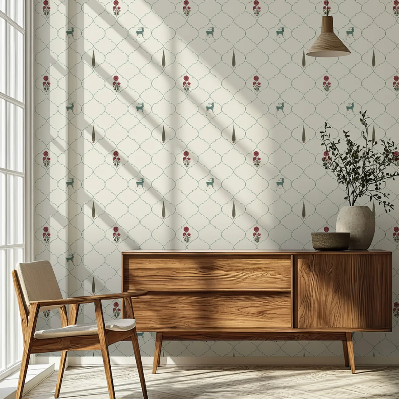 Enchanted Meadow Trellis Wallpaper - Botanical Garden Wall Decor - Image 4