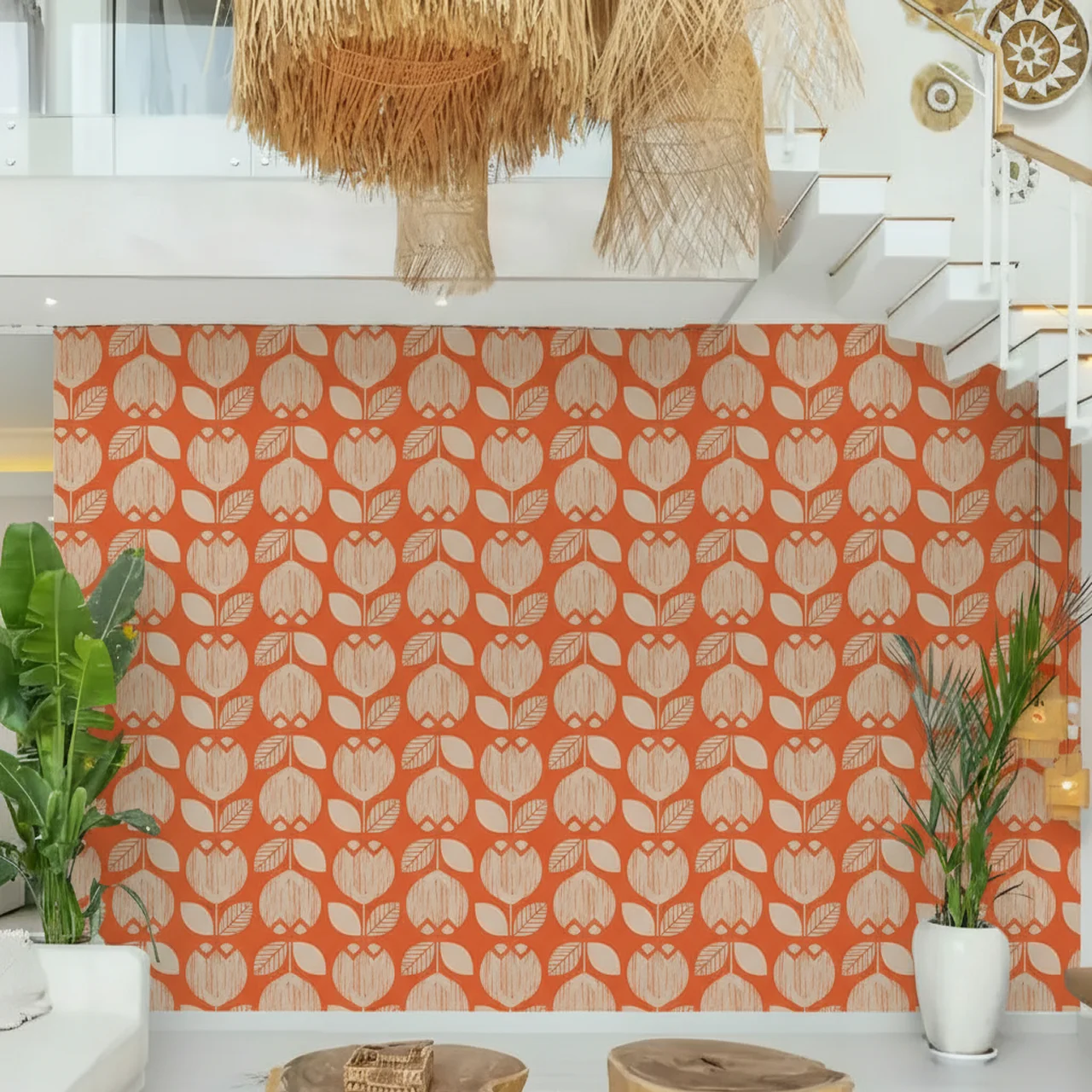 Sunlit Floral Geometry Pattern Wallpaper - Modern Nature Decor - Image 4