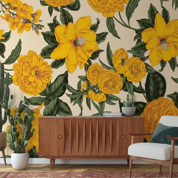 Yellow Surroundings - Wall Mural (Golden Nature Design)