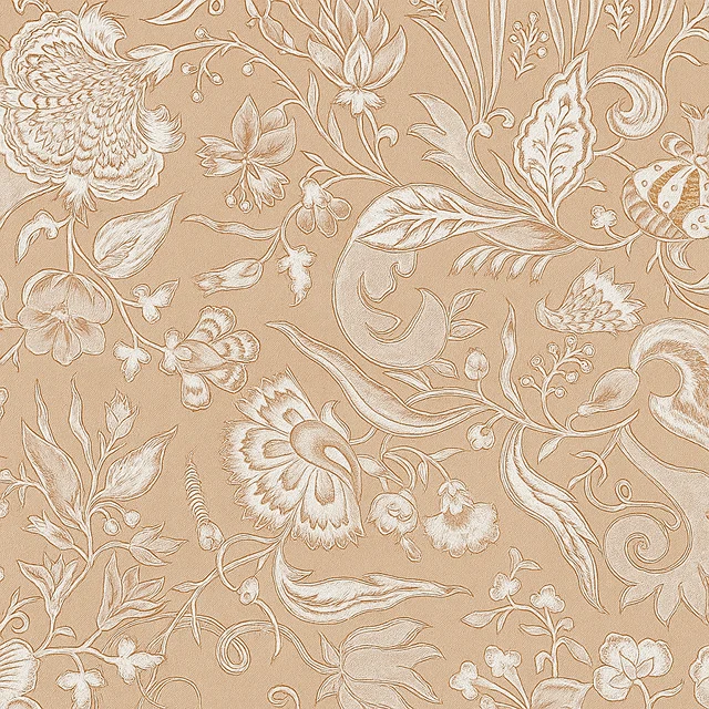 Indian Floral Wallpaper - Dusty Rose Beige (Heritage Design) - Image 2