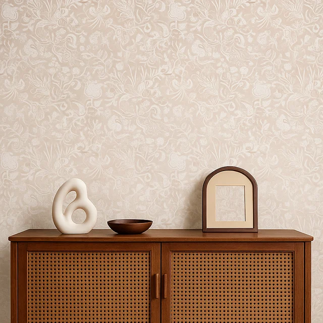 Indian Floral Wallpaper - Dusty Rose Beige (Heritage Design) - Image 3