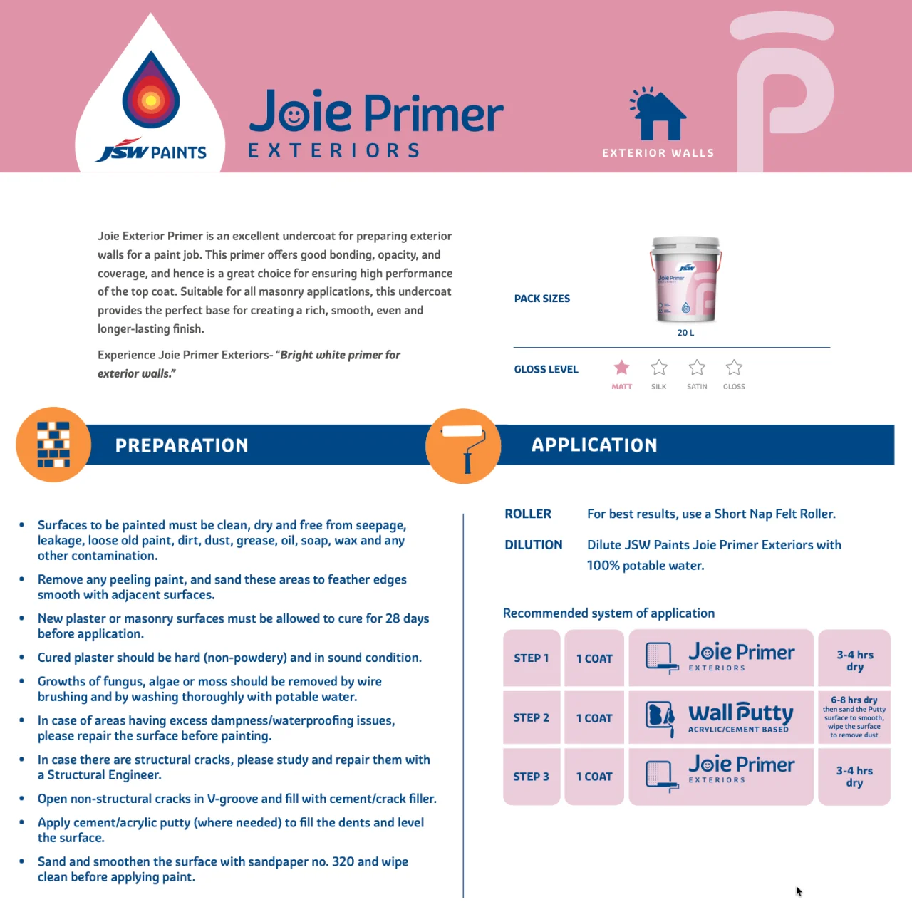 JSW Joie Exterior Wall Primer (Water Based) - Image 3