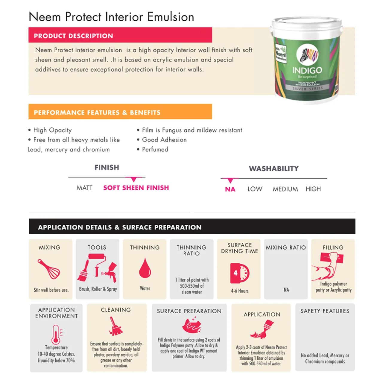 Indigo Interior Neem Protect Paint - Silver Series (Anti-Bacterial) - Image 3