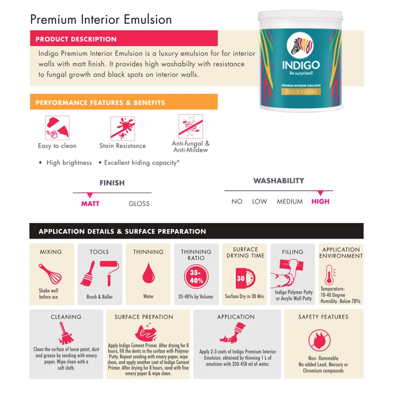 Indigo Premium Interior Emulsion - Gold Series - Image 3