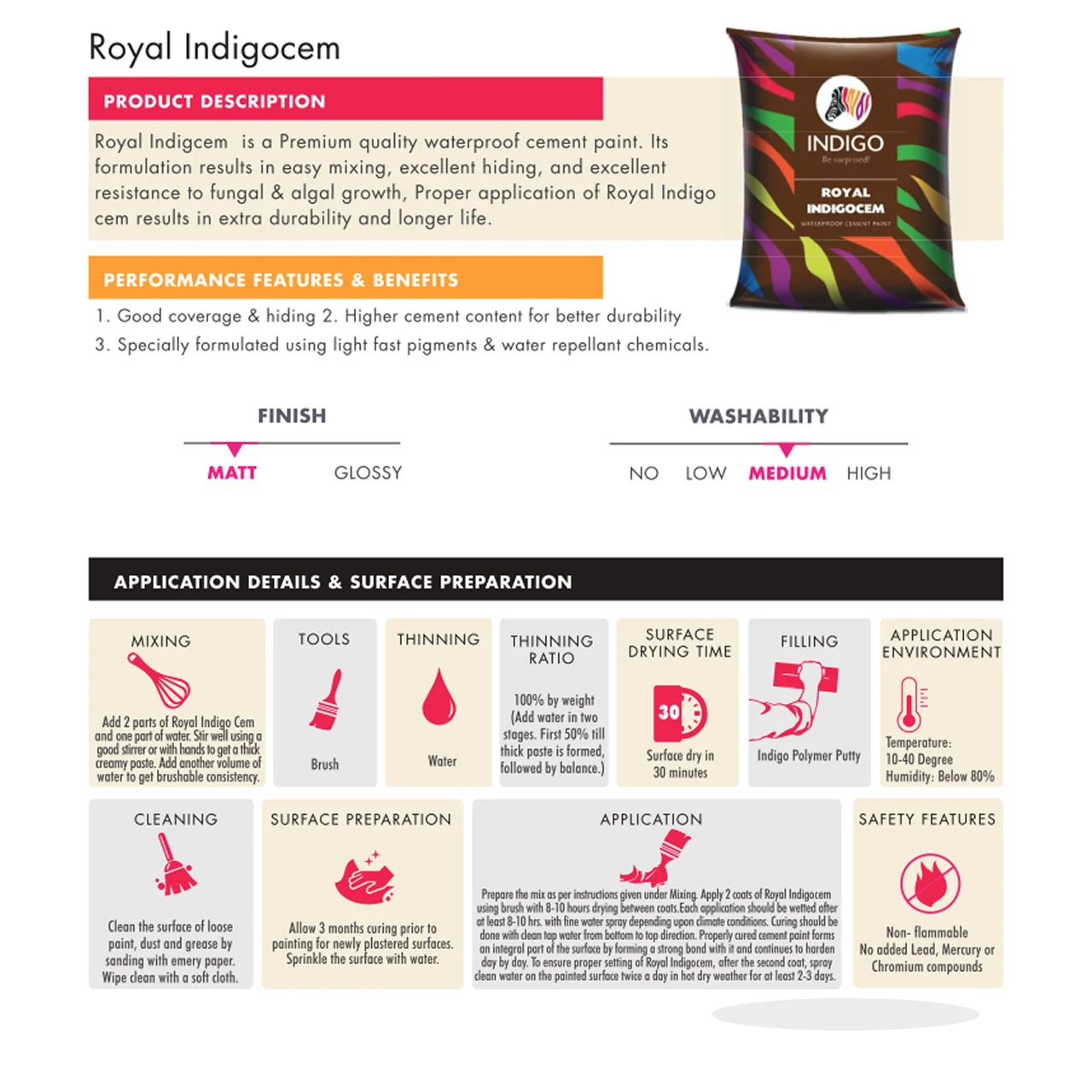 Indigo Royal Indigocem - Premium Polymer Cement Paint - Image 2