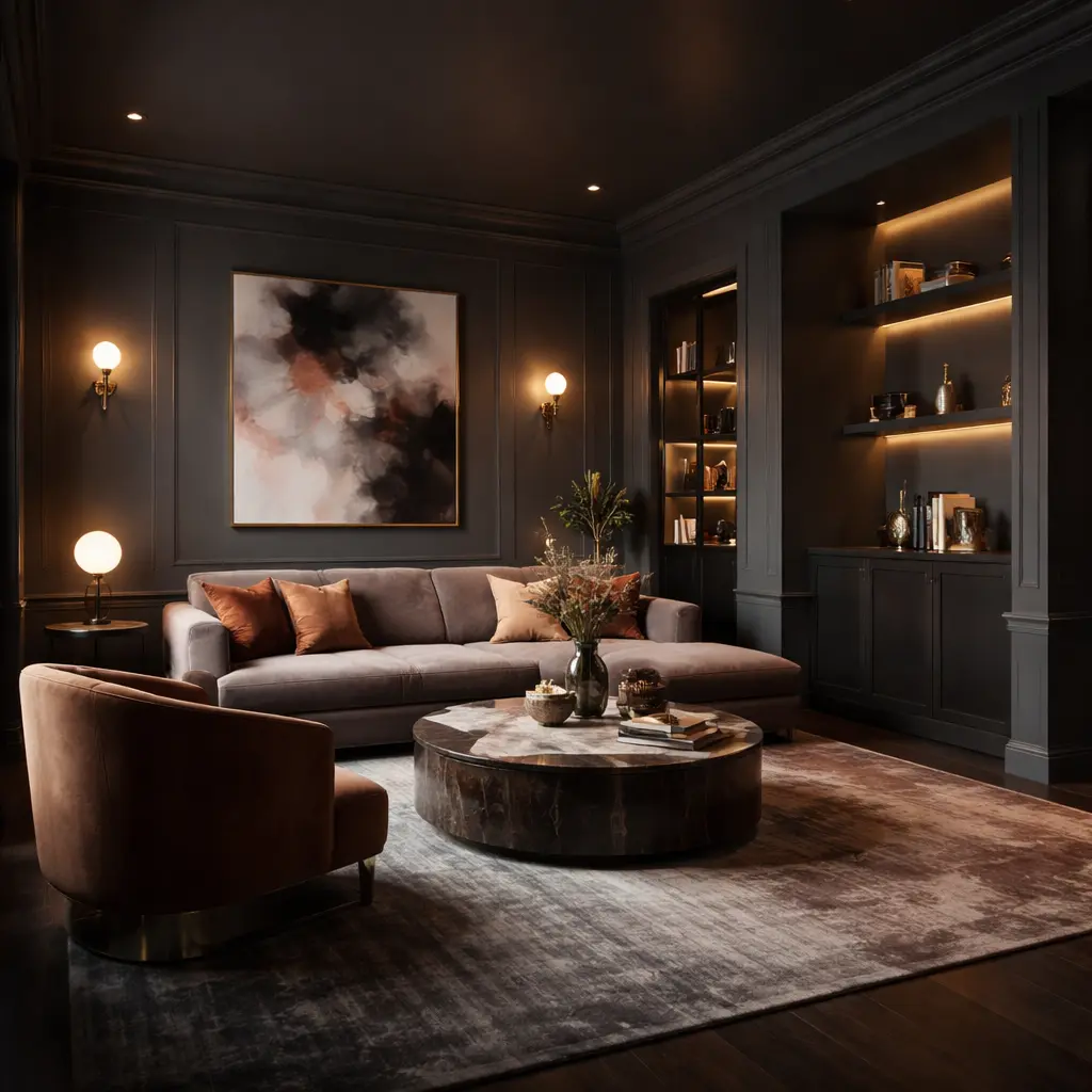 Slate Grey & Pale Blush/Umber Living Room Colour Combinations